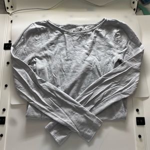 J. Crew long sleeve light grey/ blue cotton top